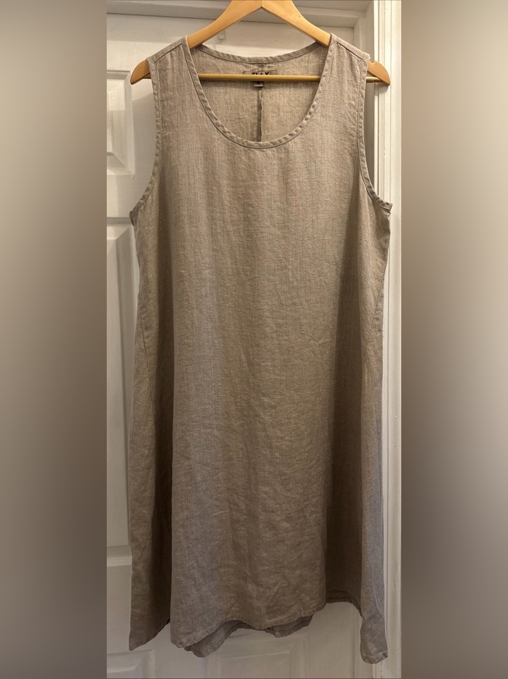 Flax Oatmeal Linen Sleeveless Scoop Neck Shift Dress Size Medium Lagenlook